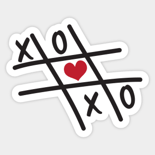 Tic Tac Toe XOXO Red heart Sticker